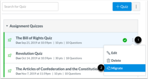 select options and then migrate from the quiz
