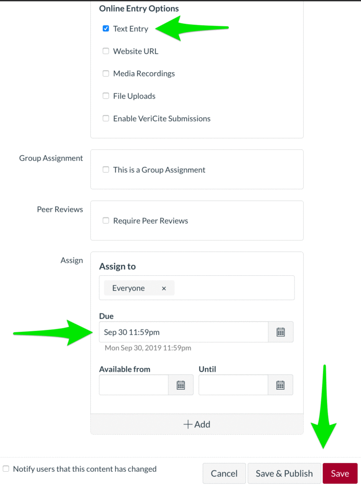 Add Assignment Date