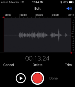 iPhone voice memo screen