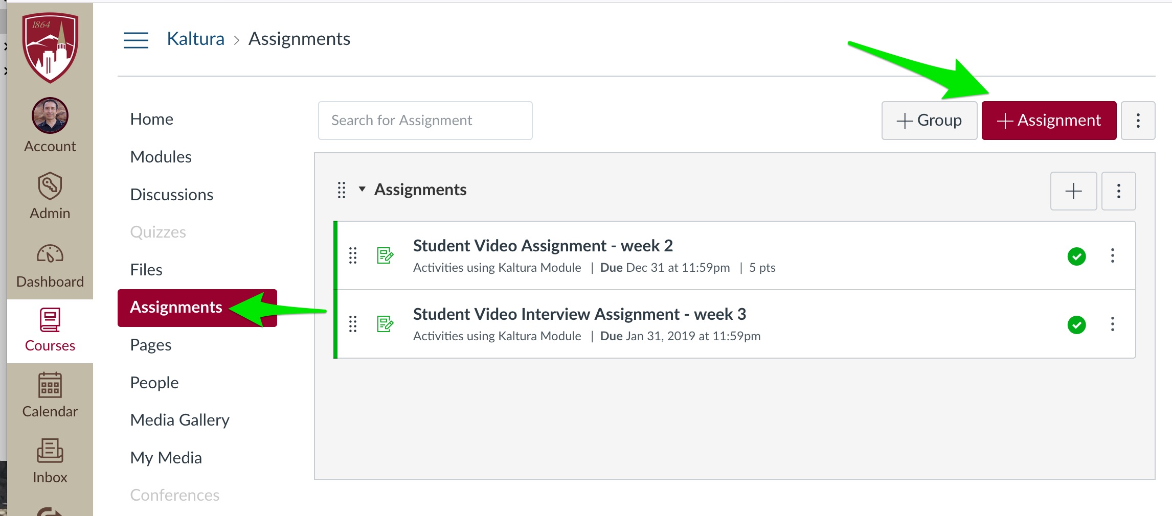 how to add a video to an assignment in canvas