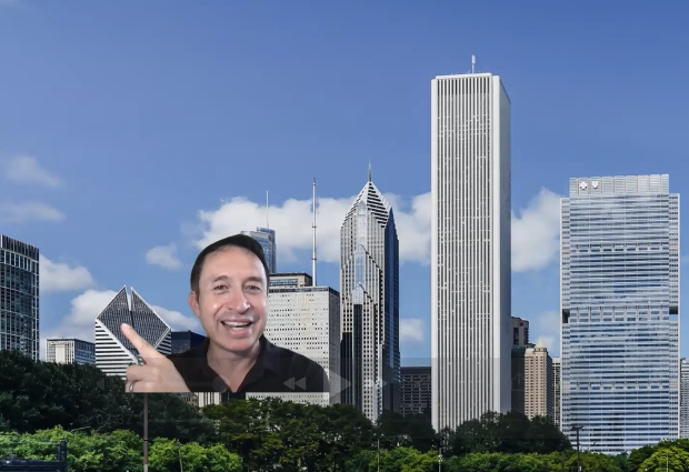 Image showing presenter pointing a building feature.