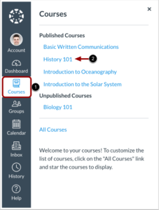 click courses then name of course in Canvas