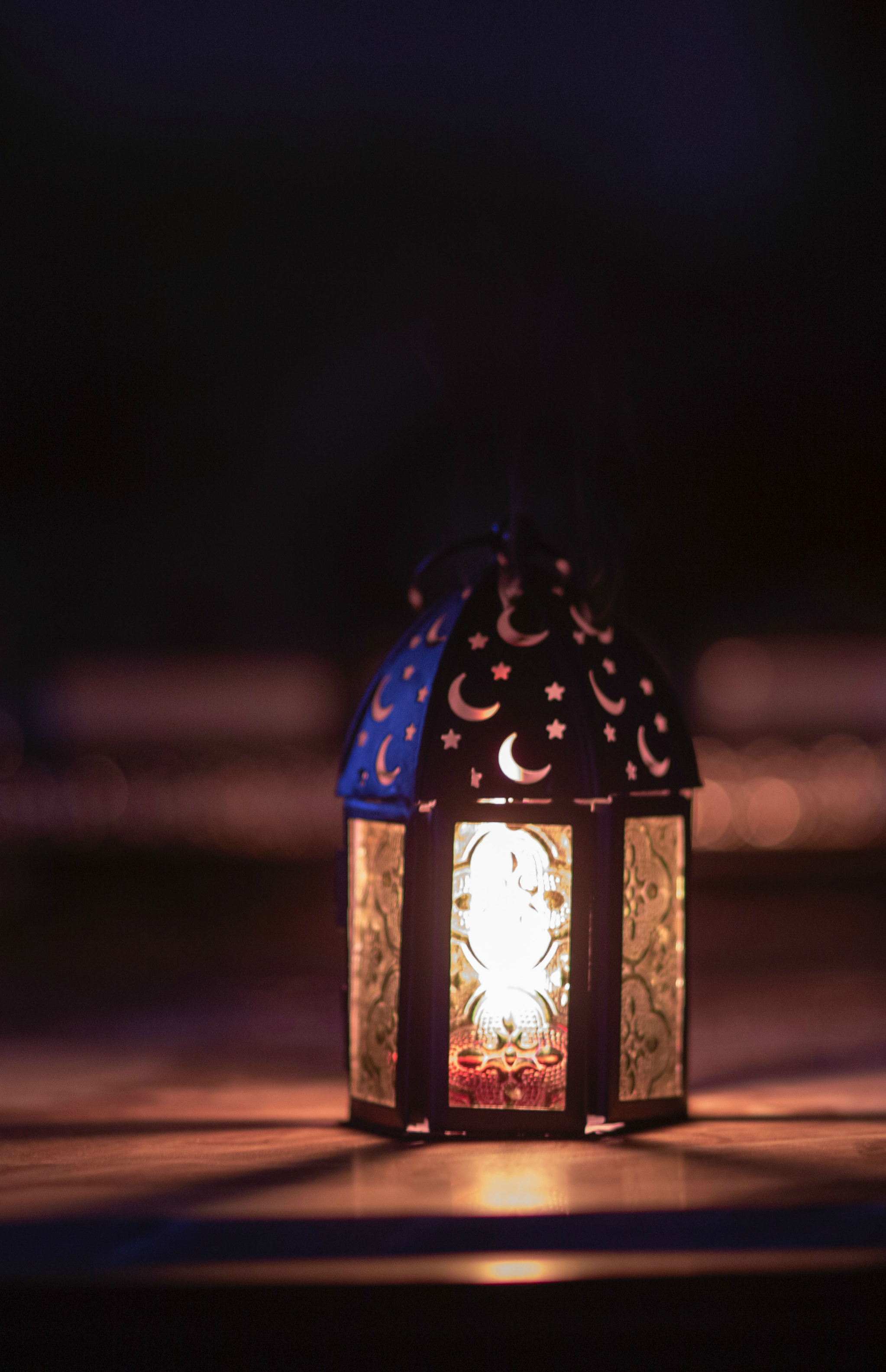 Close up of an Illuminated Ramadan Lamp