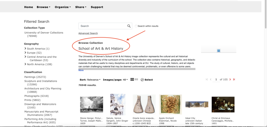 Browsing Collections in ARTstor