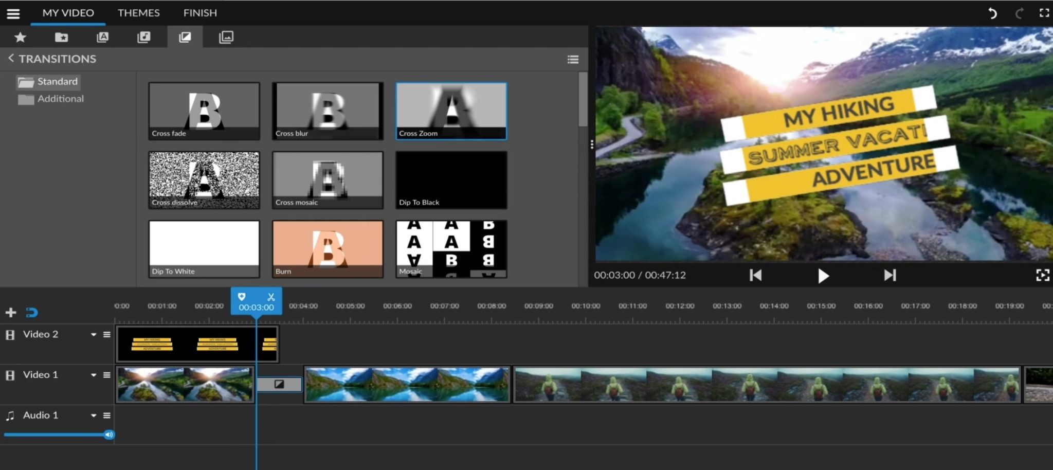 screenshot of WeVideo timeline editor.