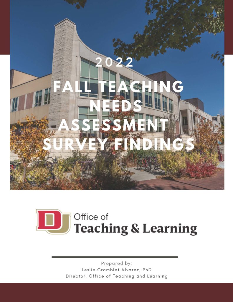 2022 Fall Teaching Needs Assessment Survey Findings